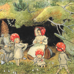 Elsa Beskow Postcard, Mushroom Family Chores