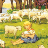 Elsa Beskow Postcard, Little Girl on the Sheep Pasture - 4-1/8" x 5-13/16"