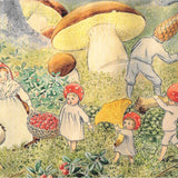 Elsa Beskow Postcard, Mushroom Harvesting - 4-1/8" x 5-13/16"