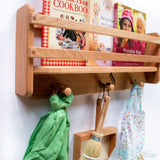 24" Cherry Wall Shelf with Hooks and Back Support