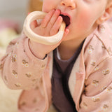 Cherry Rattle & Maple Wood Teether Gift Set - Green Ribbon