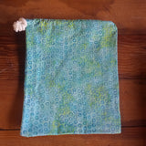 Small Cotton Gift Bag / Storage Bag - Green Circles 6.5" x 7"