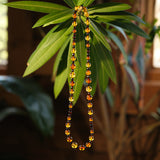 Unique Baltic Amber Necklace, 20" Long, Multi-color with Oval Faceted Beads