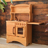 Simple Handmade Wooden Hearth Play Kitchen, Cherry