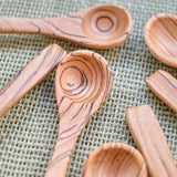 Child's Cherry Wood Spoon with a Natural Mineral Stripe Pattern - 5.25" L