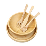 Child's Maple Wood Place Setting: Plate, Fork, Knife, Spoon & Thin Rim Bowl