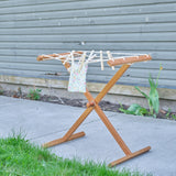 Cherry Drying Stand - Clothes Drying Rack and 12 Wooden Clothespins with Yellow Floral Bag - 23" H x 22.5" L x 16" W