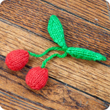 Two Knitted Cherries on a Stem