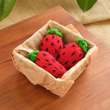 Three Knitted Strawberries
