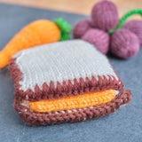 Knitted Cheese Sandwich, Grapes & Carrot