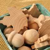 Wooden Acorns & Maple Leaves