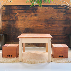 Play Table & Two Crates or Table Only - Cherry with Maple Accents - 33" L x 22" W x 16" H - Child Size