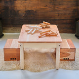 Play Table & Two Crates - Cherry with Maple Accents - 16" H x 33" L x 22" W - Child Size