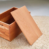 Wooden Storage Crate with Lid, Cherry Wood 15" x 10" x 8"