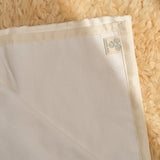 Organic Cotton Silk (beige) Flannel (white) Blanket approx. 42" x 42"