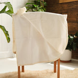 Organic Cotton Silk (beige) Flannel (white) Blanket approx. 42" x 42"