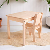 Simple Maple Wood Desk and Farmhouse Chair - 33" L x 22" D x 24" H