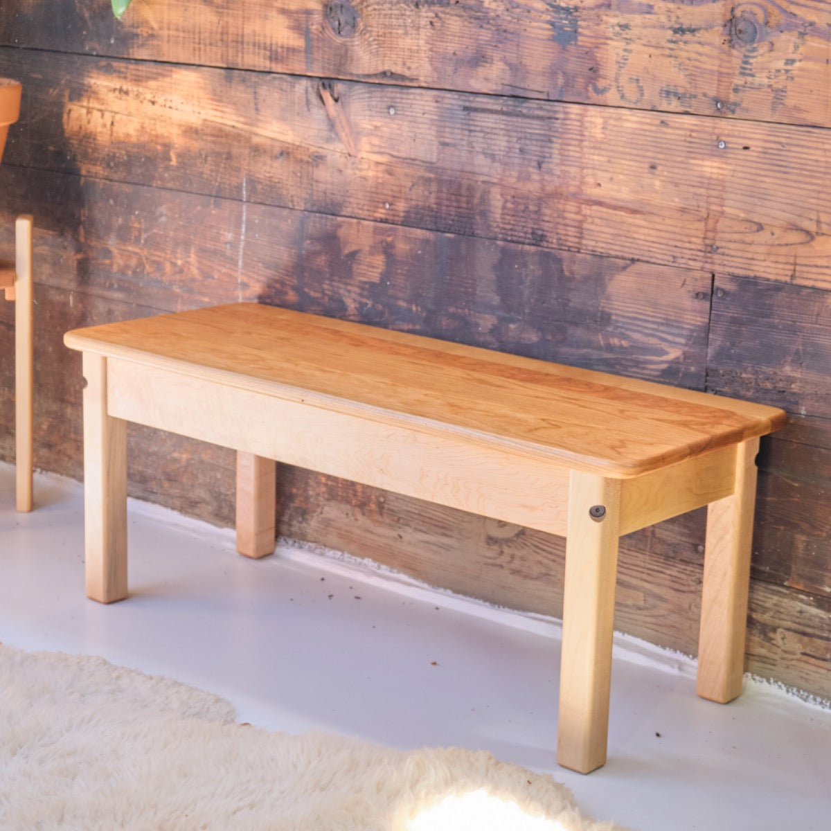 Large Child Height Simple Rectangle Table or Table with Chairs + Add-on Benches - Beeswax Finish - 42" x 28"