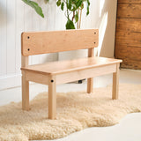 Child Height Wooden Bench with Back - 36" Long