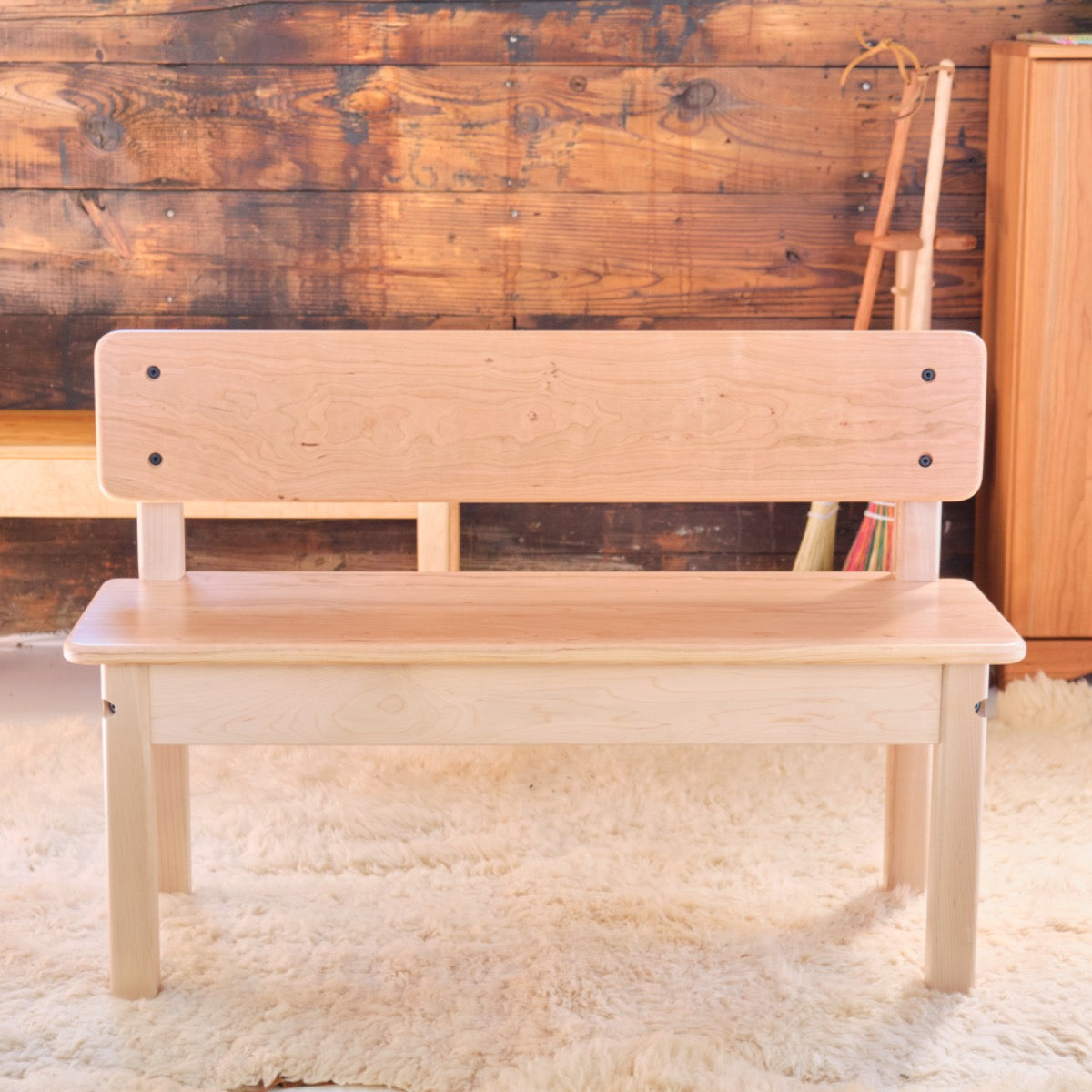 Everyday Bench with Back & Water Based Finish - Child Height - 36