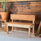 Everyday Bench with Back - Tung Oil Hard Finish - Child Height - 36" long - Cherry with Maple Accents