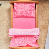 Doll Bedding, Pink/Red with Daisies by Camden Rose (fits our Doll Bed or Doll Cradle)