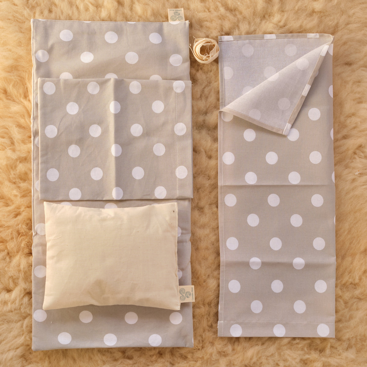 Organic Doll Mattress and Patterned Sheets by Camden Rose (Fits our Doll Bed or Doll Cradle)