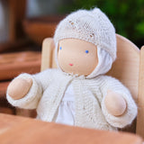 Handknit Alpaca 15" Baby Doll Knitted Outfit, Natural