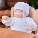 15" Waldorf Baby Doll Cotton Terry Cloth 3 piece Outfit - White