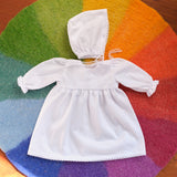 15" Waldorf Baby Doll Cotton Gown 2 Piece Outfit - White