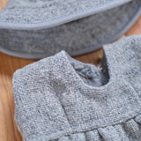 14" Waldorf Doll Dress Set - Woven Grey Jumper Dress with a Matching Hat