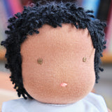 14" Waldorf Boy Doll, Dark Brown Skin, Black Hair (Nelson)