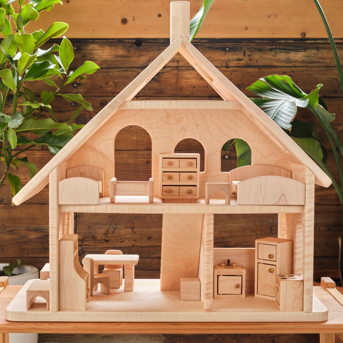Three-Story Dollhouse - Maple Wood