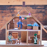 Cherry Wood Dollhouse - Three Stories