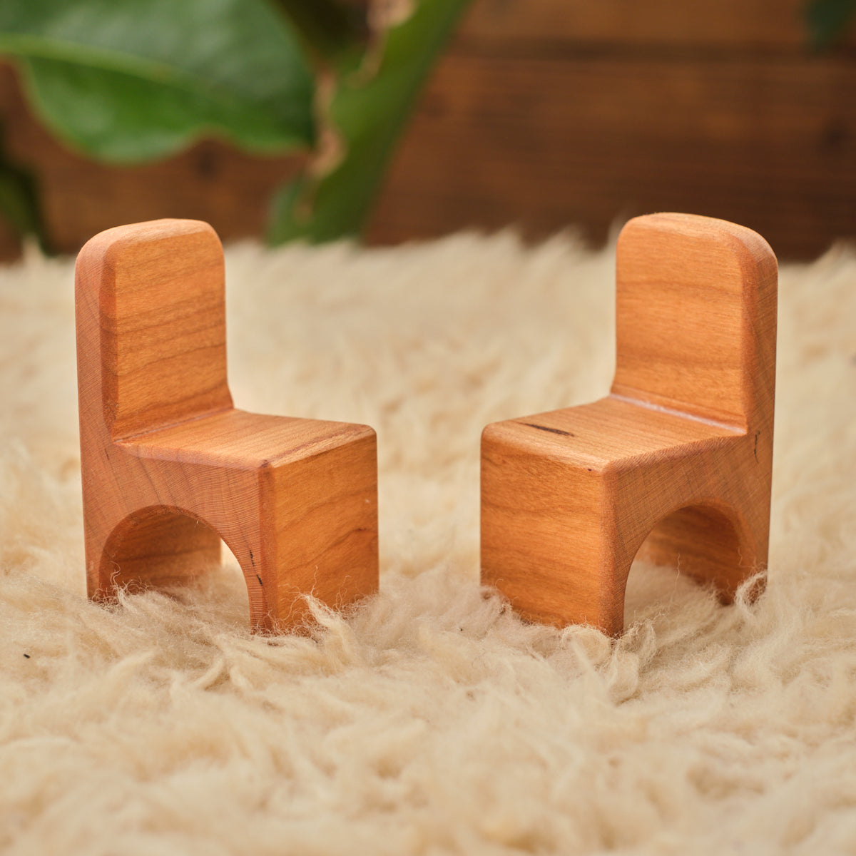 Cherry Wood Dollhouse: Rectangle Table & 2 Chairs or 2 Chairs Only Option