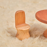 Cherry Wood Dollhouse: Round Table & 2 Chairs