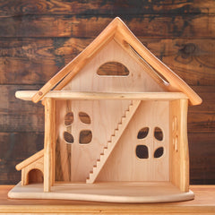 Fairy Country Cottage/Dollhouse, Cherry Wood with Maple Accents - With or Without 10-Piece Furniture Set