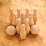 Classic Wood Skittles Bowling Game with Cotton Bag