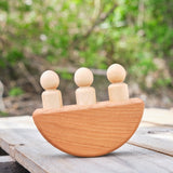 Wooden Rocking Boat with Sailors, Cherry