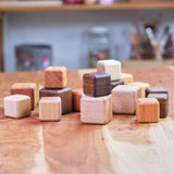 Multi-Size Wood Building Cube Blocks, Set of 24, 18 are 1-1/2" & 6 are 1-7/8" cubes