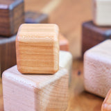 Multi-Size Wood Building Cube Blocks, Set of 24, 18 are 1-1/2" & 6 are 1-7/8" cubes