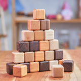 Wooden One-Size Cube Building Blocks, Set of 24, 1.5" cubes