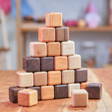 Wooden One-Size Cube Building Blocks, Set of 24, 1.5" cubes