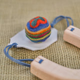 Wooden Slingshot and Felt Ball Set