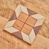 Wooden Tangram Shapes, Geometric Puzzle 16 pieces