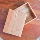 Rectangle Cherry Wood Storage Crate / Tray with Lid - 10 1/2" x 13 1/2" x 4 1/8"