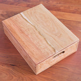 Rectangle Cherry Wood Storage Crate / Tray with Lid - 10 1/2" x 13 1/2" x 4 1/8"