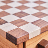 12" x 12" Walnut & Maple Checker Board Set with Drawer, Checker & Chess Pieces Included