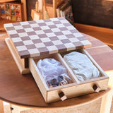 16" x 16" Walnut & Maple Checker Board Set with Drawer, Checker & Chess Pieces Included