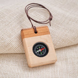 Directional Wood Pocket Fluid-Filled Compass or Necklace, Rectangle/Square, Multicolor, Maple Bottom